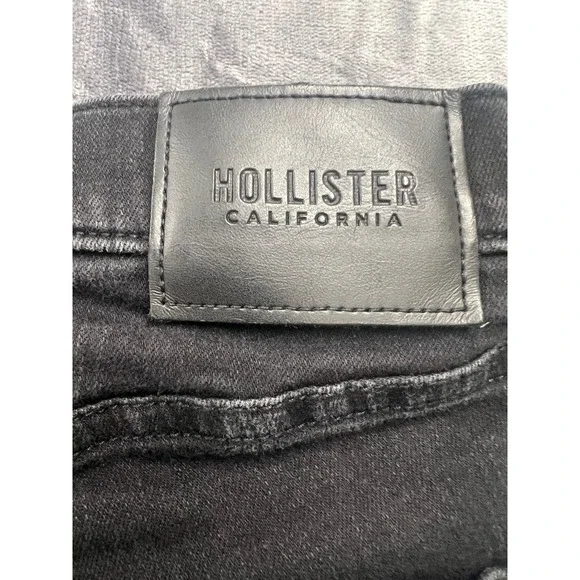 Hollister Athletic Skinny Jeans Mens 32x30 Black Distressed Advanced Stretch - Picture 6 of 10